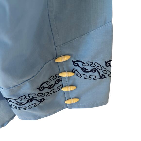 Monsher Western Shirt Blue Size 44 XXL Embroidered Vaqueros Cowboy RARE NEW - Picture 3 of 7